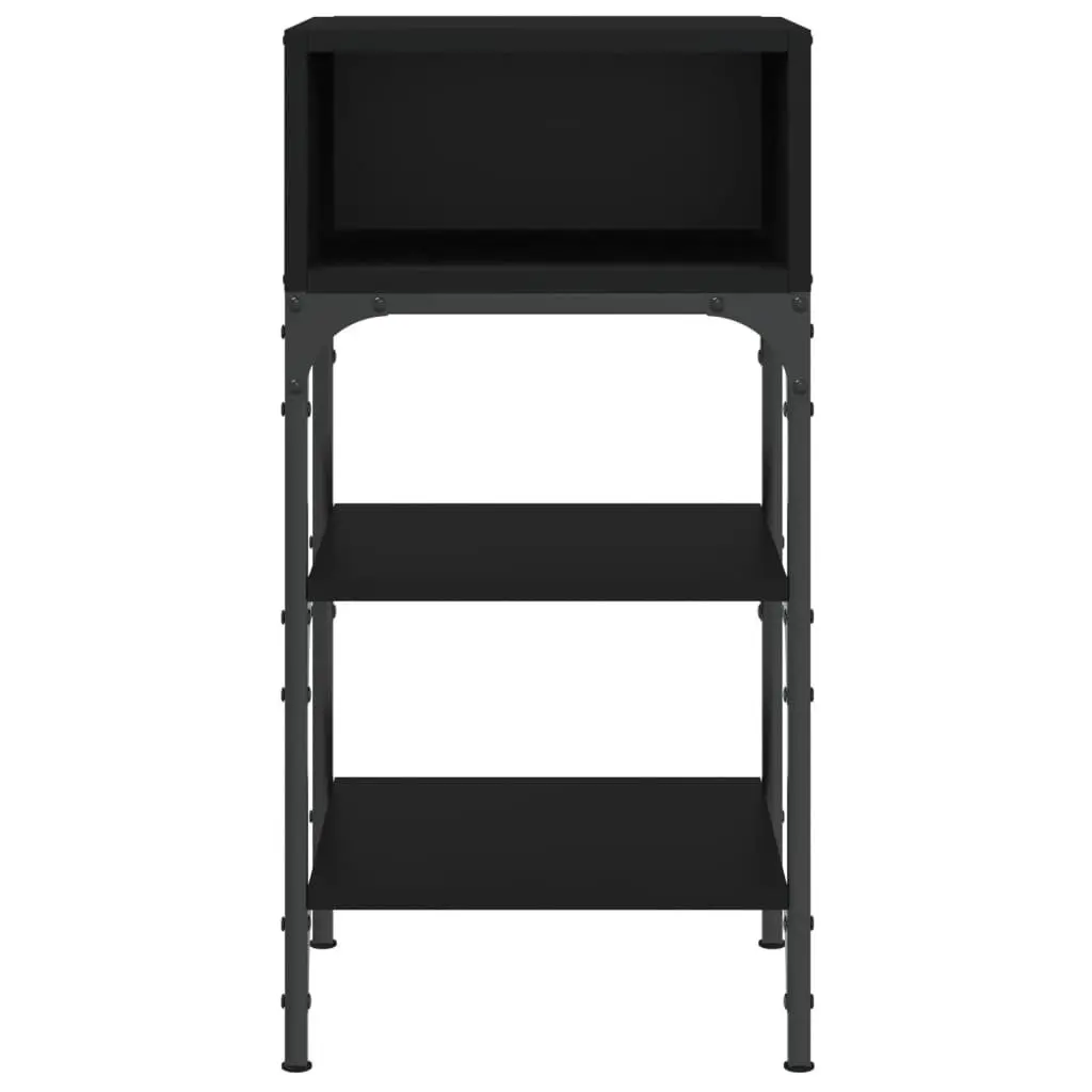 Bedside Table Black Engineered Wood Nightstand 35x34.5x70cm