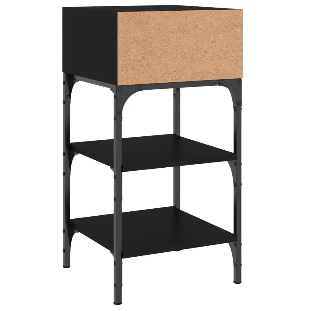 Bedside Table Black Engineered Wood Nightstand 35x34.5x70cm