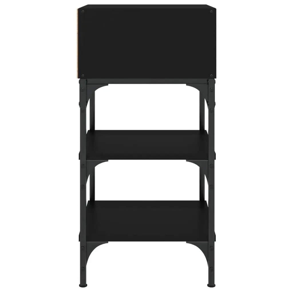 Bedside Table Black Engineered Wood Nightstand 35x34.5x70cm