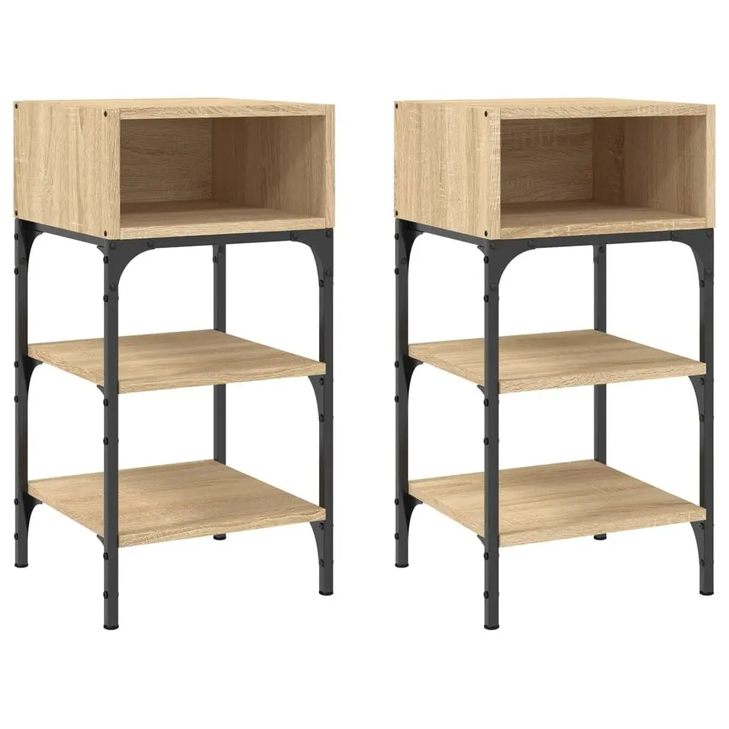 Bedside Tables for Bedroom 2 pcs Brown 35x34.5x70 cm Engineered Wood Nightstand Storage