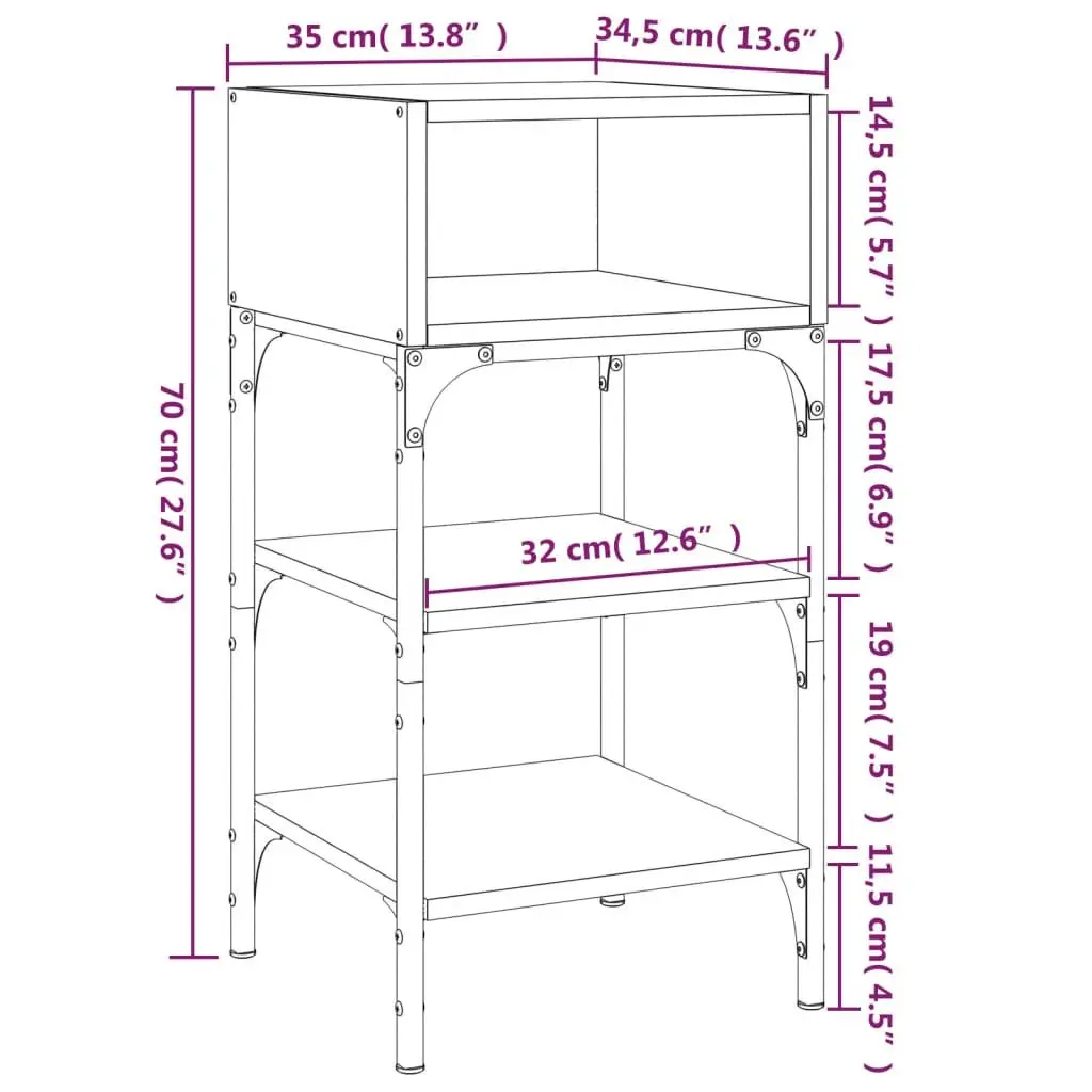 Bedside Tables for Bedroom 2 pcs Brown 35x34.5x70 cm Engineered Wood Nightstand Storage