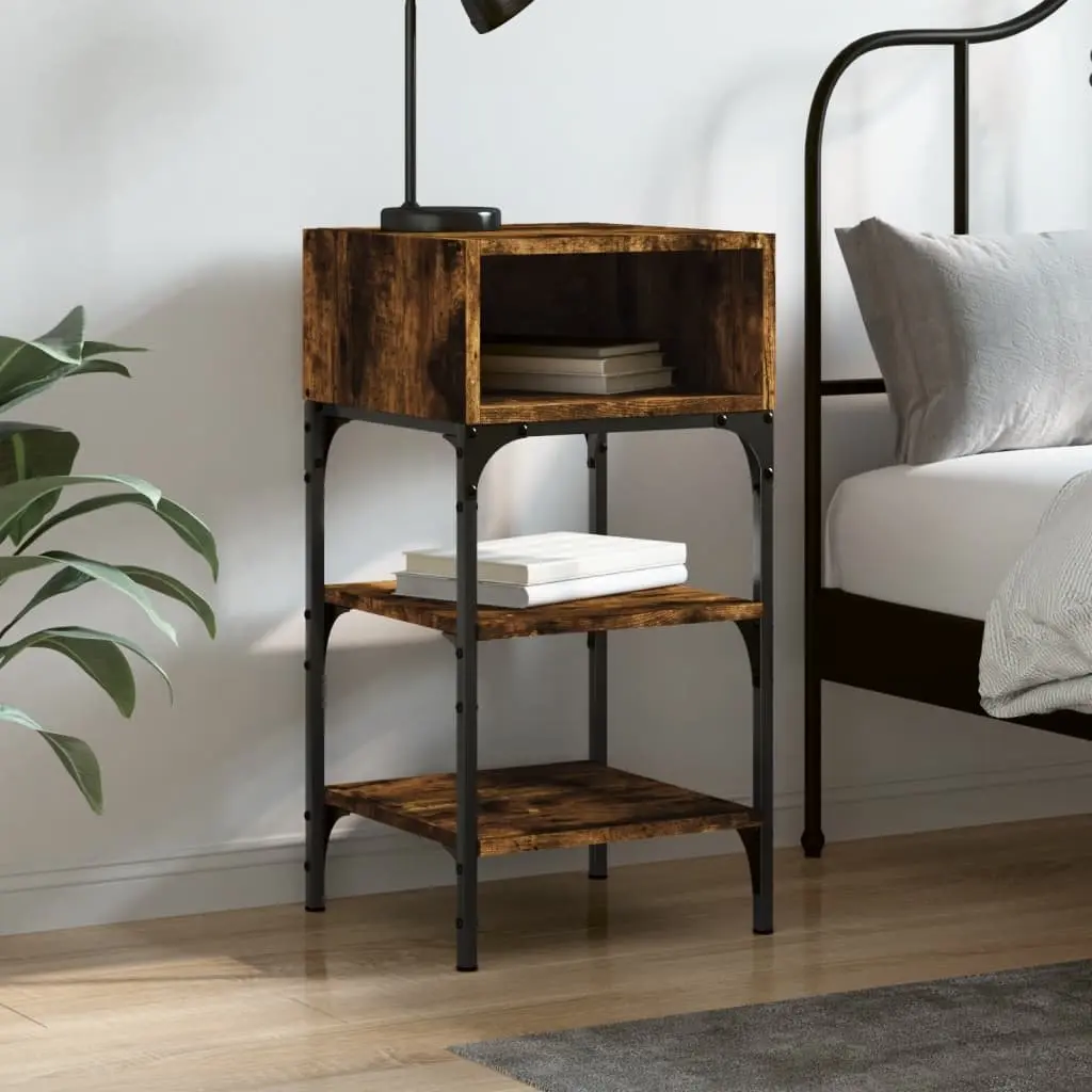 Engineered Wood Bedside Table for Bedroom Storage 35x34.5x70cm Brown
