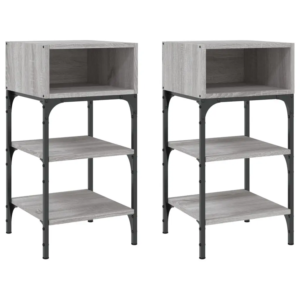 Bedside Tables for Interior Use 2 pcs Grey Sonoma 35x34.5x70 cm Engineered Wood Nightstand