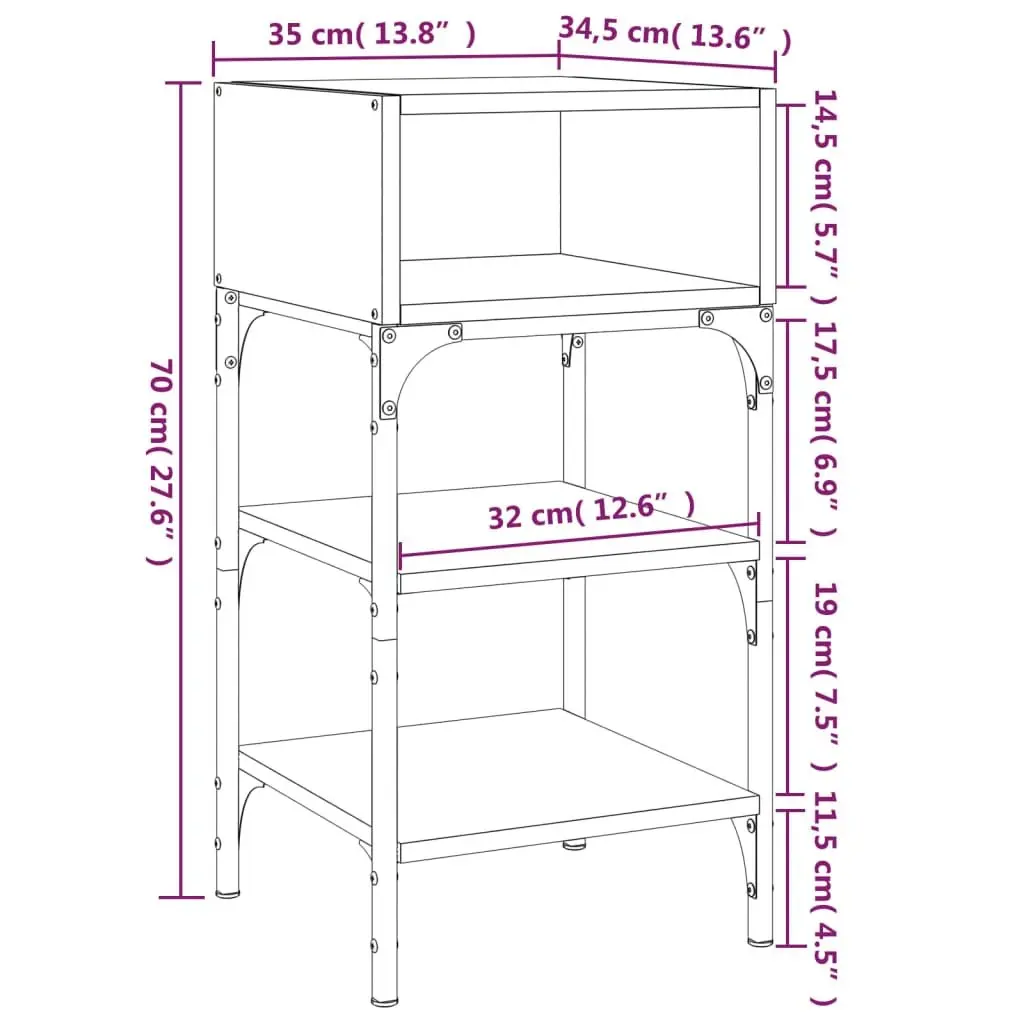 Bedside Tables for Interior Use 2 pcs Grey Sonoma 35x34.5x70 cm Engineered Wood Nightstand