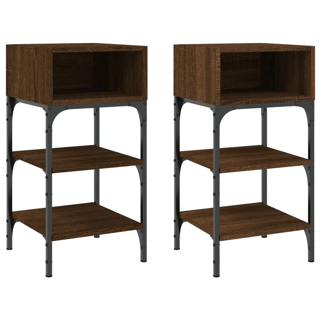 Bedside Tables 2 pcs Brown Oak 35x34.5x70 cm Engineered Wood Side Cabinet