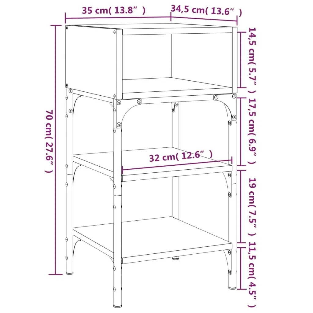 Bedside Tables 2 pcs Brown Oak 35x34.5x70 cm Engineered Wood Side Cabinet