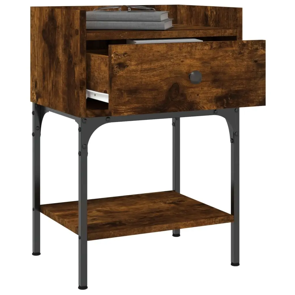 Bedside Tables 2 pcs Brown Engineered Wood Nightstand Cabinet 40.5x31x60 cm