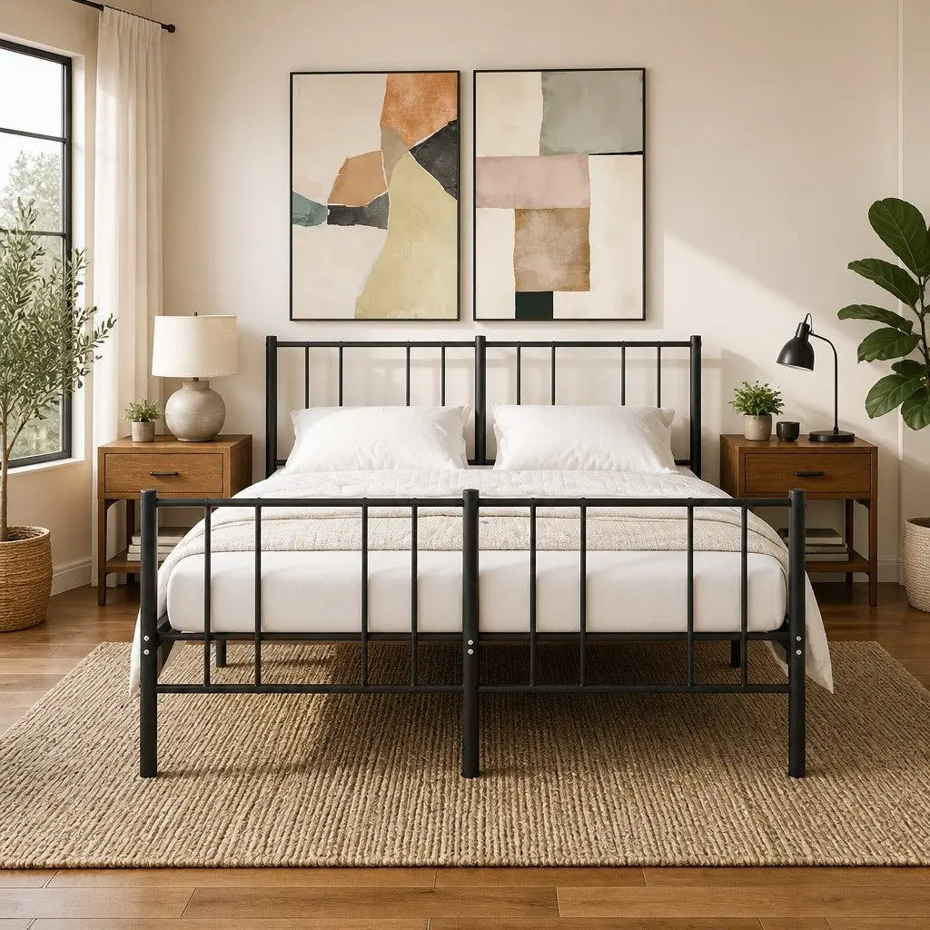 Brown Oak Engineered Wood Nightstands