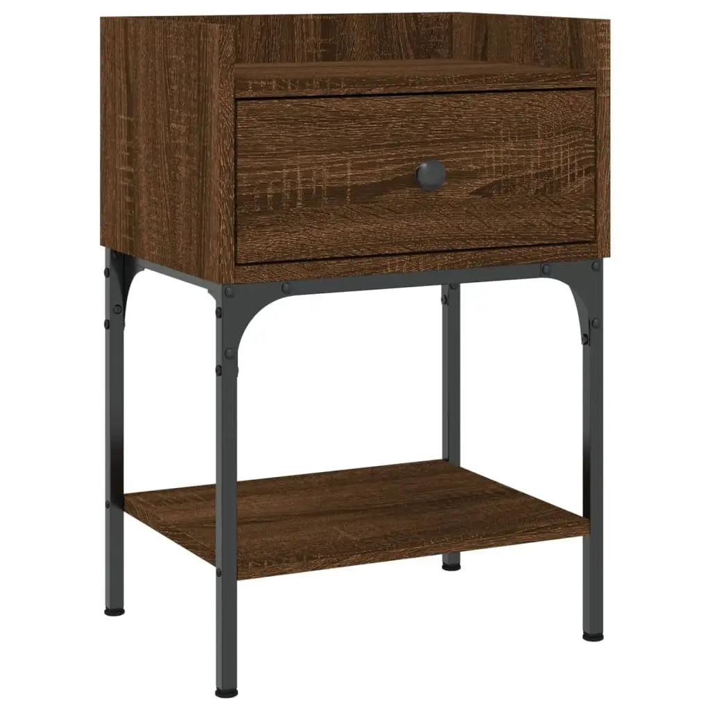 Brown Oak Engineered Wood Nightstands
