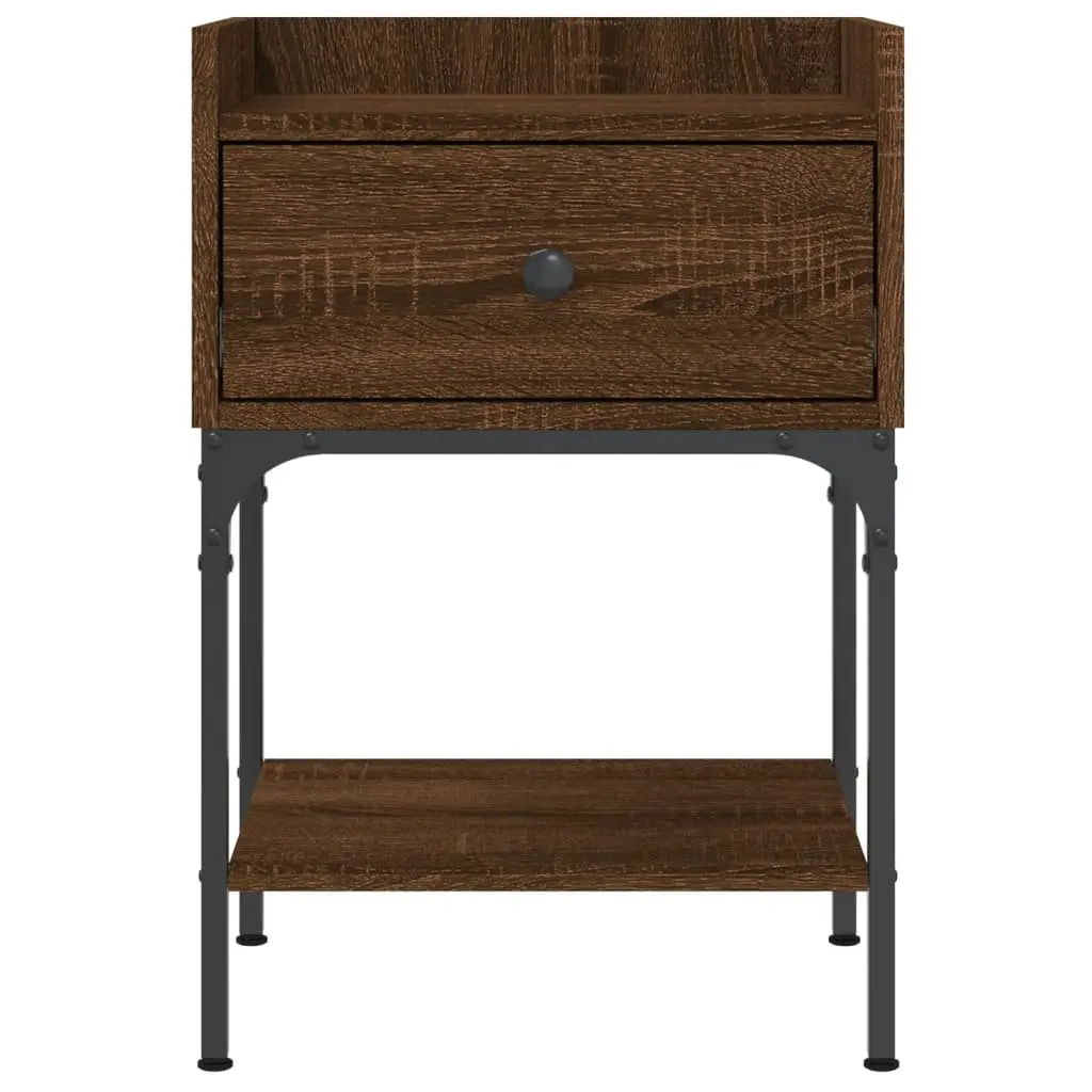 Brown Oak Engineered Wood Nightstands
