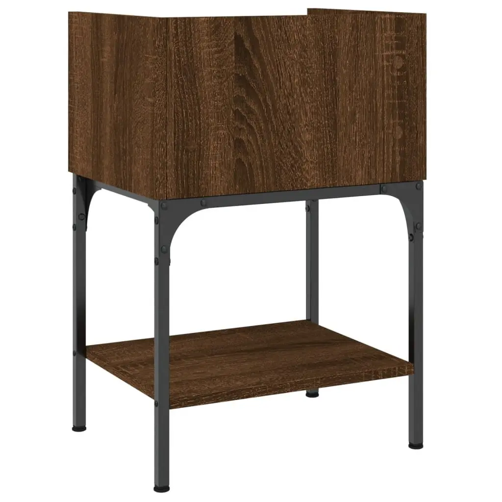 Brown Oak Engineered Wood Nightstands