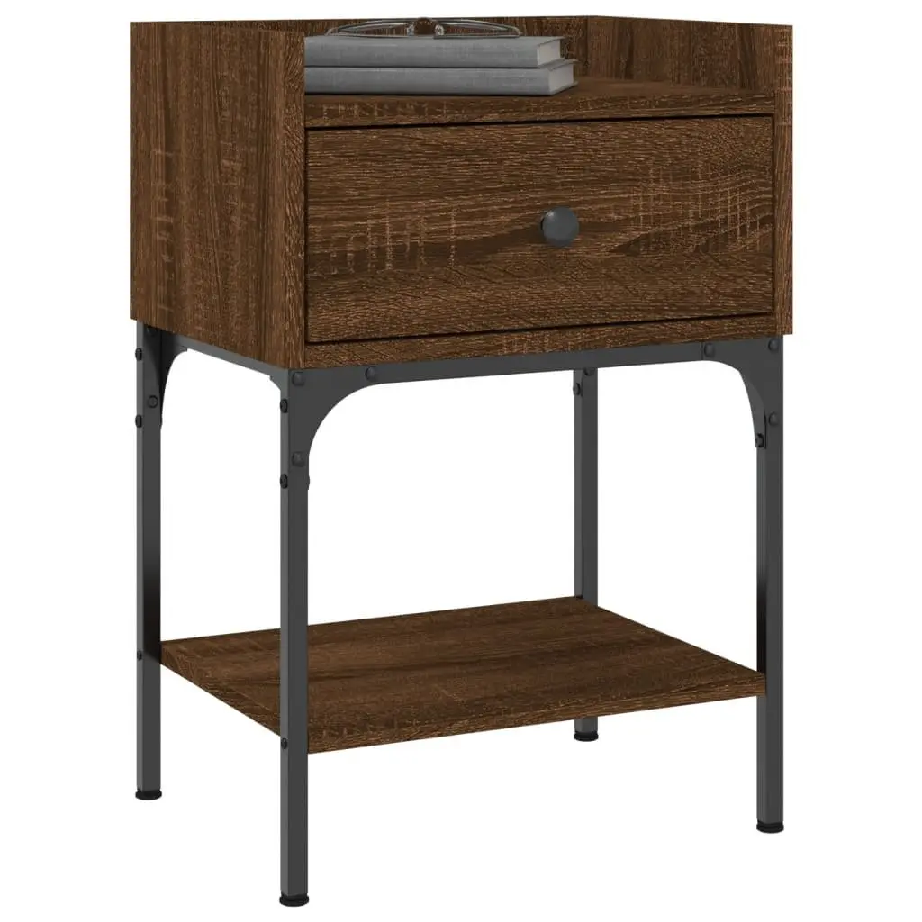 Brown Oak Engineered Wood Nightstands