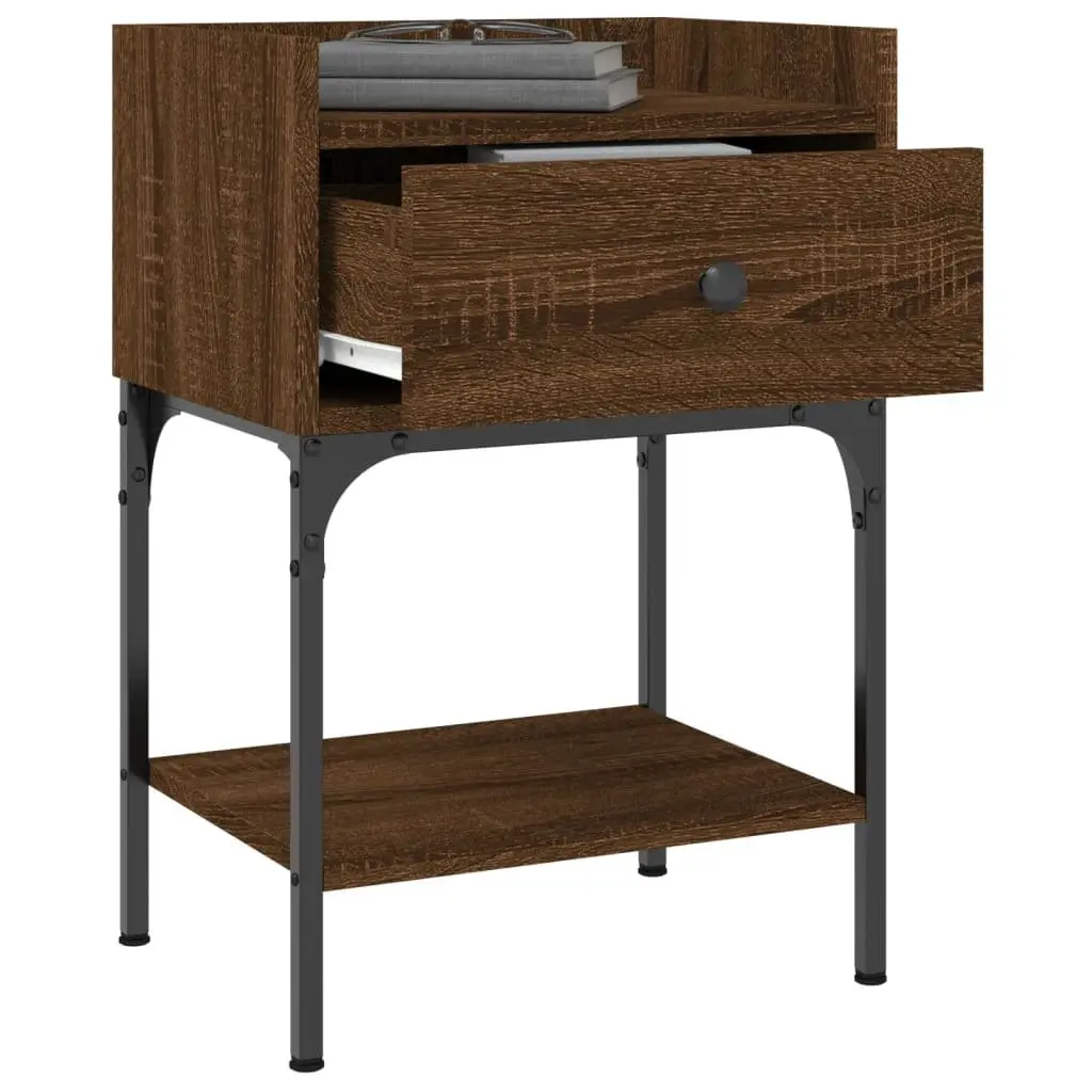 Brown Oak Engineered Wood Nightstands
