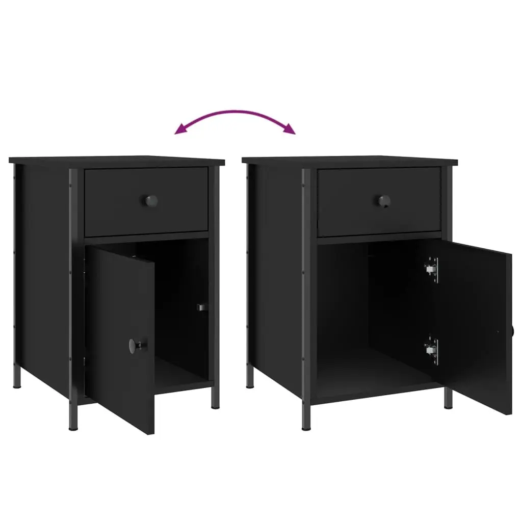 Bedside Cabinets 40W x 42D x 60H cm, 2 pcs in Black