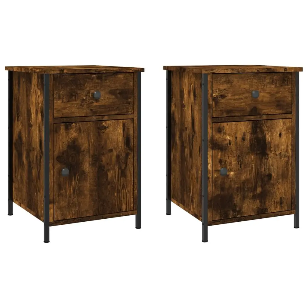 Bedside Cabinets 2 pcs Brown Engineered Wood Nightstands Storage Furniture