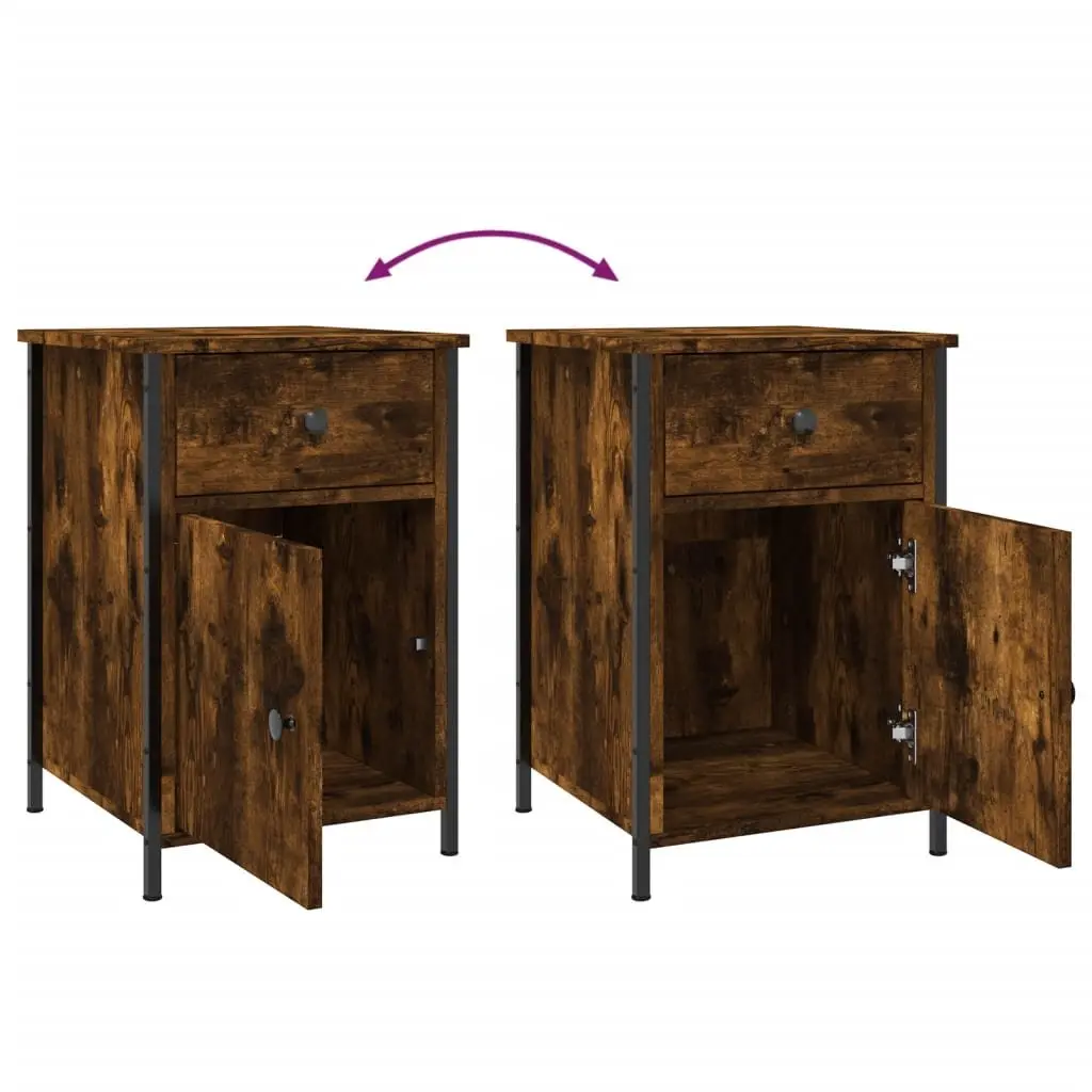 Bedside Cabinets 2 pcs Brown Engineered Wood Nightstands Storage Furniture