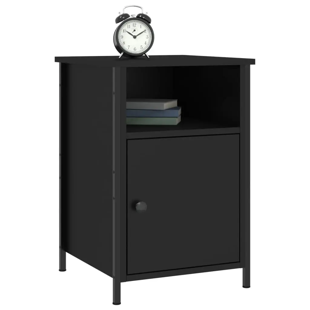 Bedside Cabinet Black 40x42x60 cm Storage Nightstand Table Engineered Wood