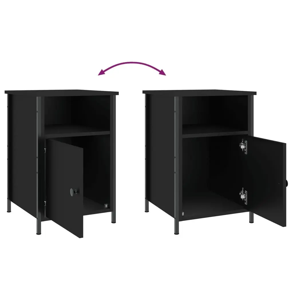 Bedside Cabinet Black 40x42x60 cm Storage Nightstand Table Engineered Wood