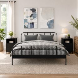 Bedside Cabinets 2 pcs Black Engineered Wood Nightstands Storage Organiser