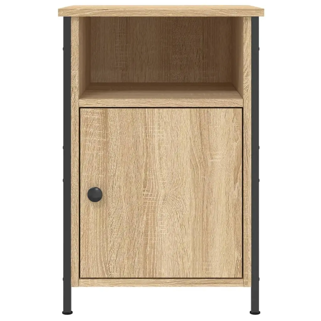 Bedside Cabinets Set of 2 Brown Engineered Wood Nightstands for Bedroom Storage