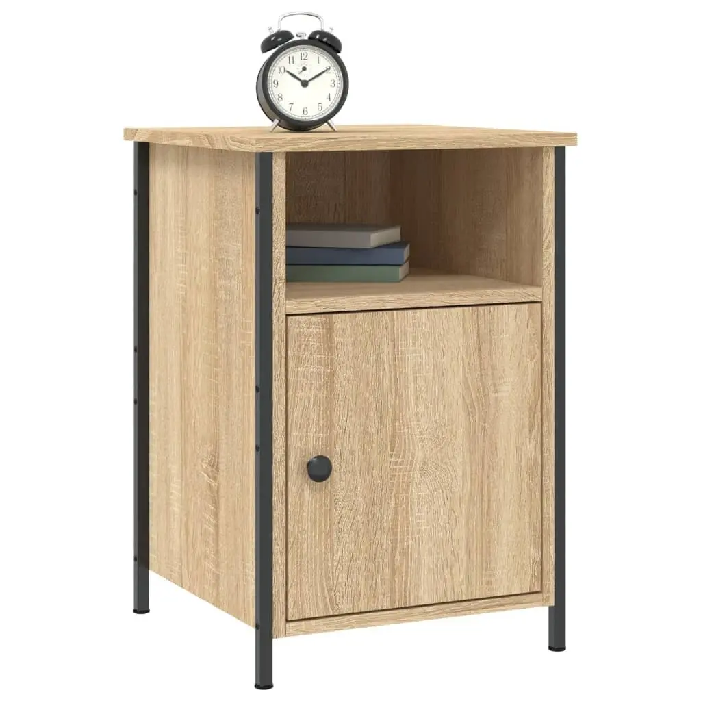 Bedside Cabinets Set of 2 Brown Engineered Wood Nightstands for Bedroom Storage