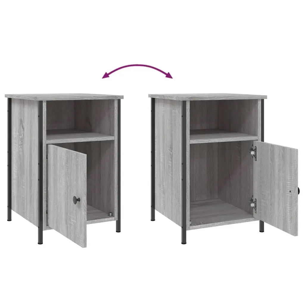 Bedside Cabinets 2 pcs Grey Sonoma Engineered Wood Nightstand Storage 40x42x60cm