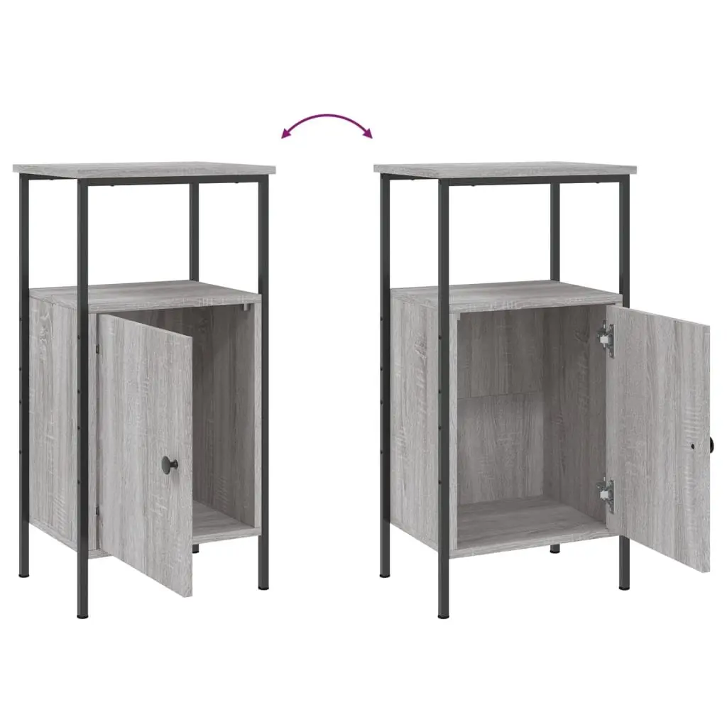 Bedside Cabinets Grey Sonoma Industrial Nightstand Storage Bedroom 2 Piece