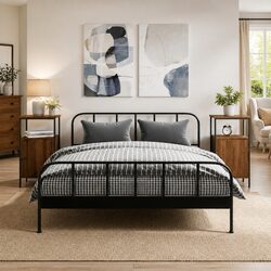 Brown Oak Bedside Cabinets - Specifications Inside