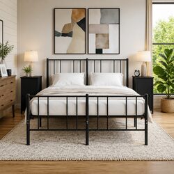 2 pcs Black Bedside Cabinets - 32x42x80 cm Storage Solution