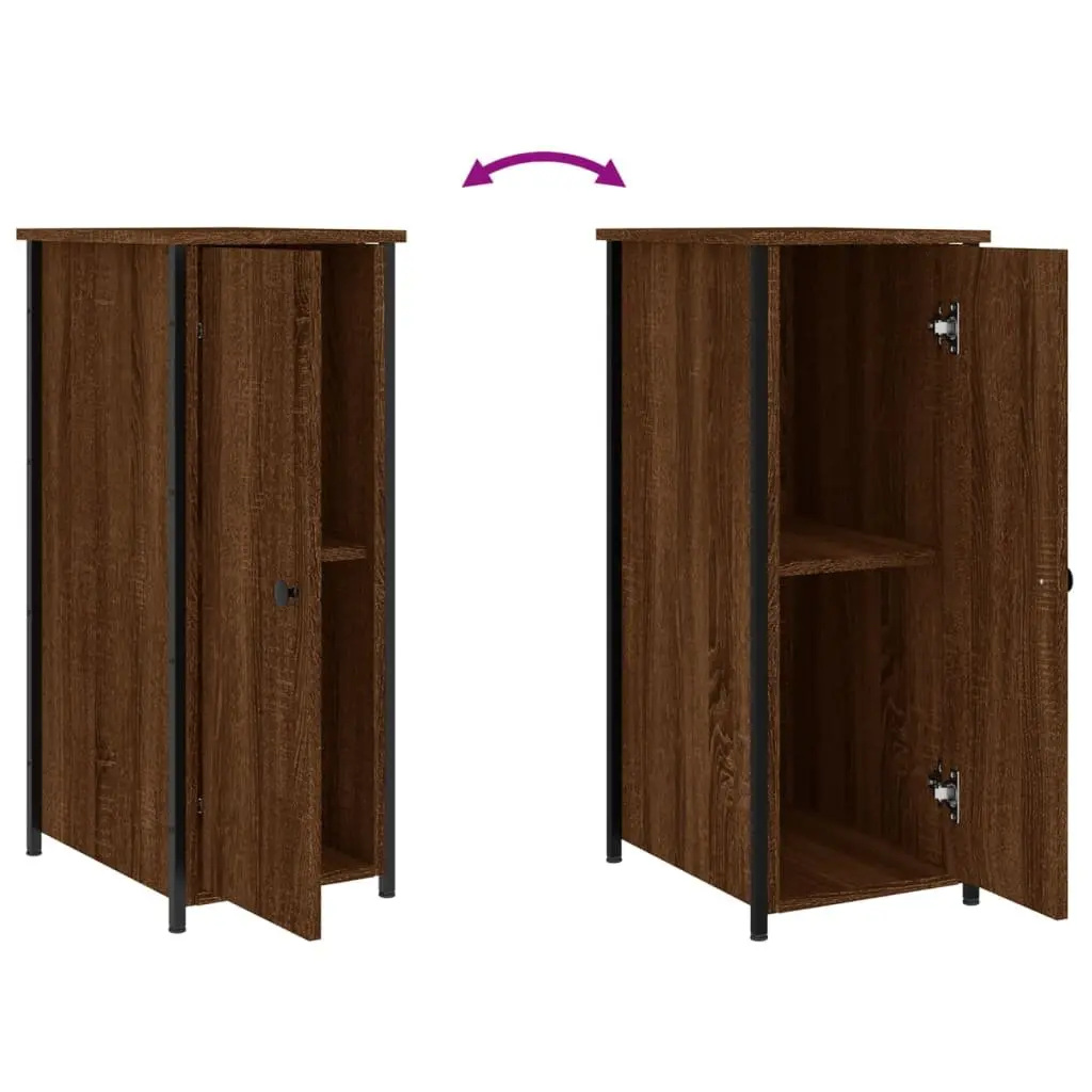 Bedside Cabinet Brown Oak Industrial Style 32x42x80cm Engineered Wood Storage