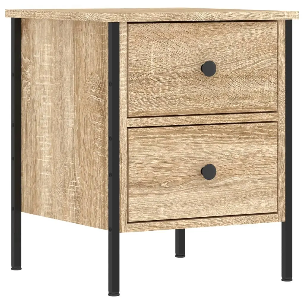 Bedside Cabinets 2 pcs Brown Engineered Wood Side Table with Drawers Storage