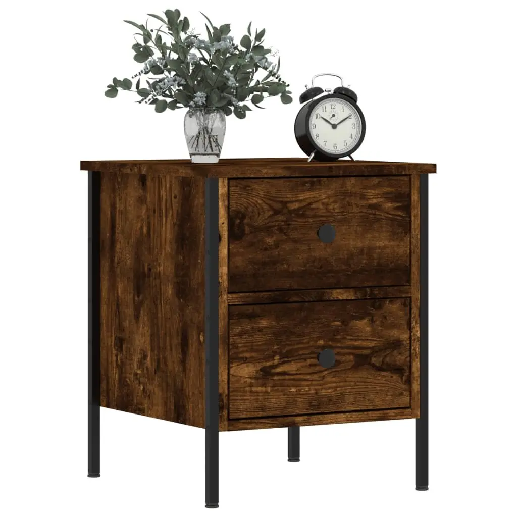 Bedside Cabinets 2 pcs Brown Engineered Wood Side Table with Drawers for Bedroom