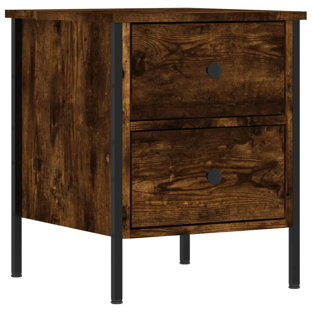 Bedside Cabinets 2 pcs Brown Engineered Wood Side Table with Drawers for Bedroom