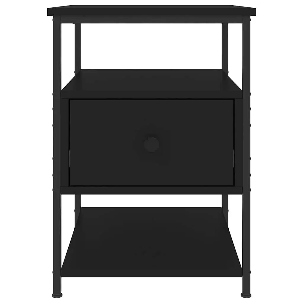 Bedside Cabinet Compact Bedroom Storage Side Table Black 40x42x56 cm 2 Piece