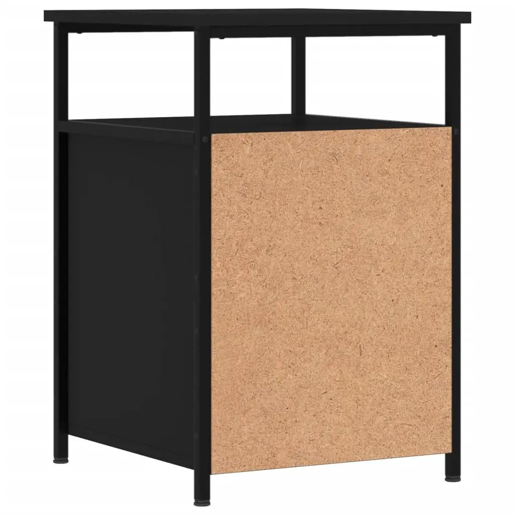 Bedside Cabinets 2 pcs Black Engineered Wood Bedroom Storage Nightstand Table