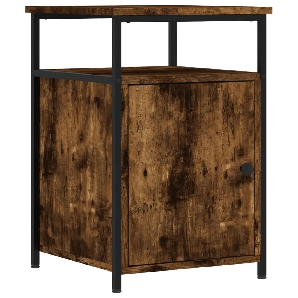 Bedside Cabinet Bedroom Living Room 40x42x60cm Smoked Oak Engineered Wood Storage Side Table 2 Piece