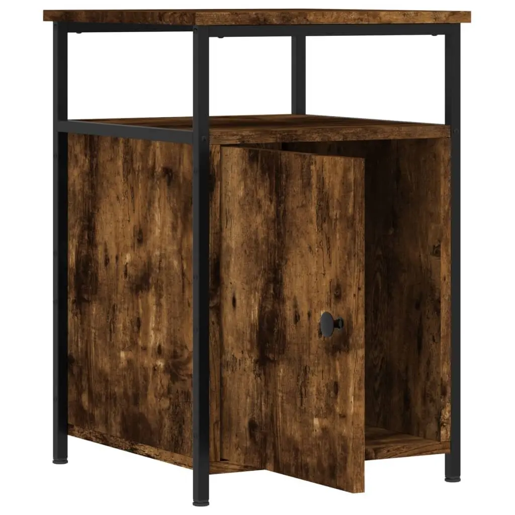 Bedside Cabinet Bedroom Living Room 40x42x60cm Smoked Oak Engineered Wood Storage Side Table 2 Piece