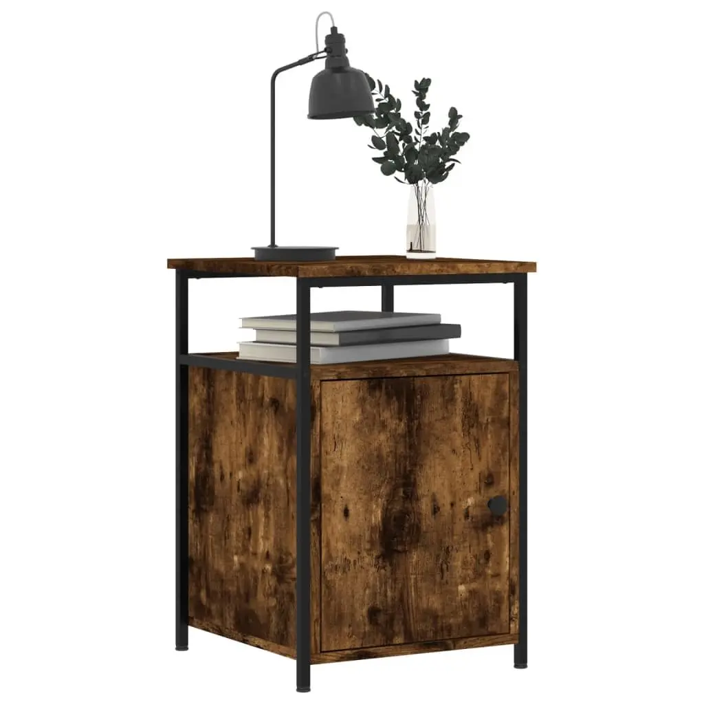 Bedside Cabinet Bedroom Living Room 40x42x60cm Smoked Oak Engineered Wood Storage Side Table 2 Piece
