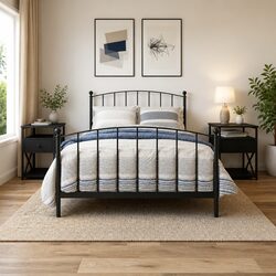 Black Bedside Cabinets – 40x42x55 cm, Engineered Wood, 2 pcs