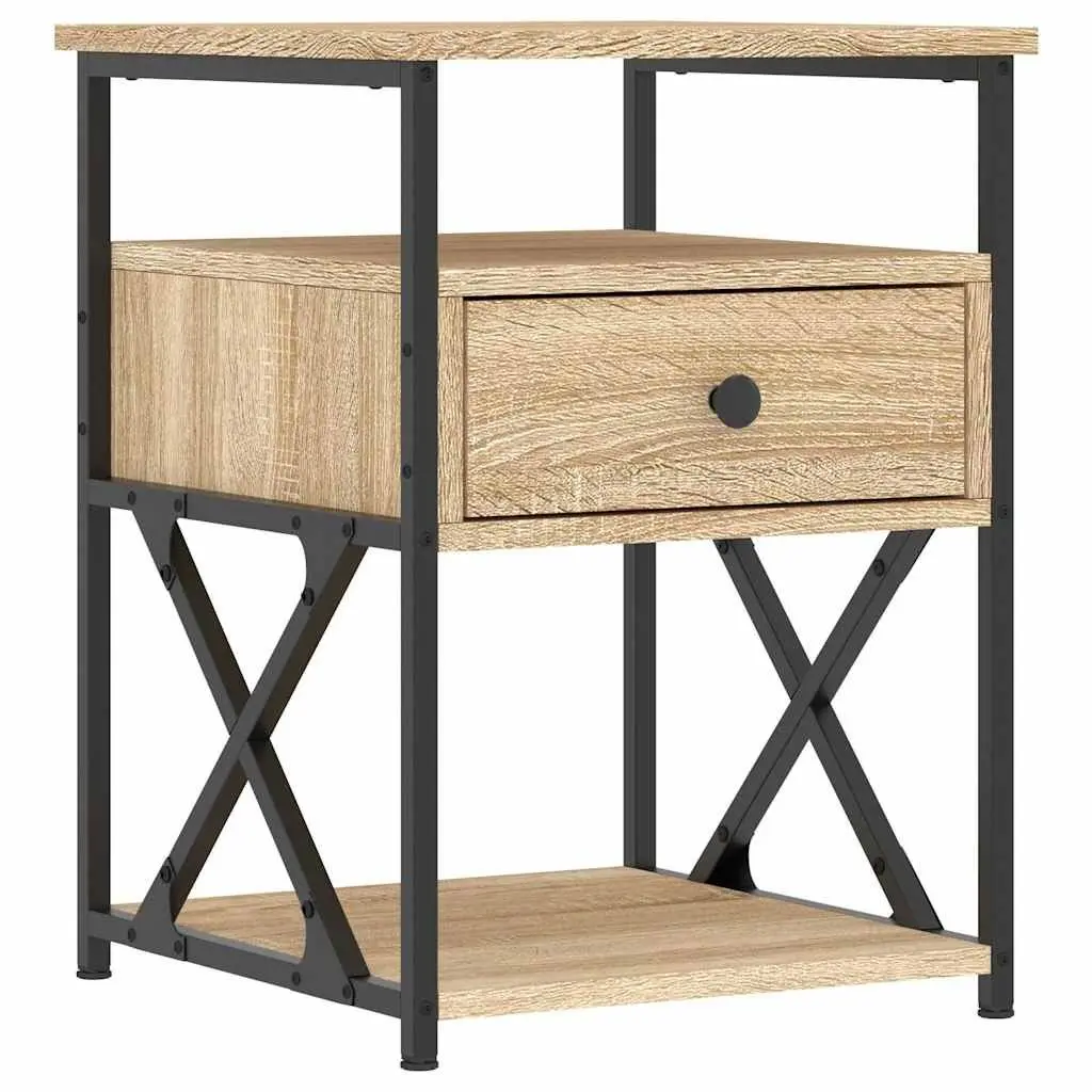 Bedside Cabinets 2 pcs Brown Engineered Wood Storage Nightstands Bedroom