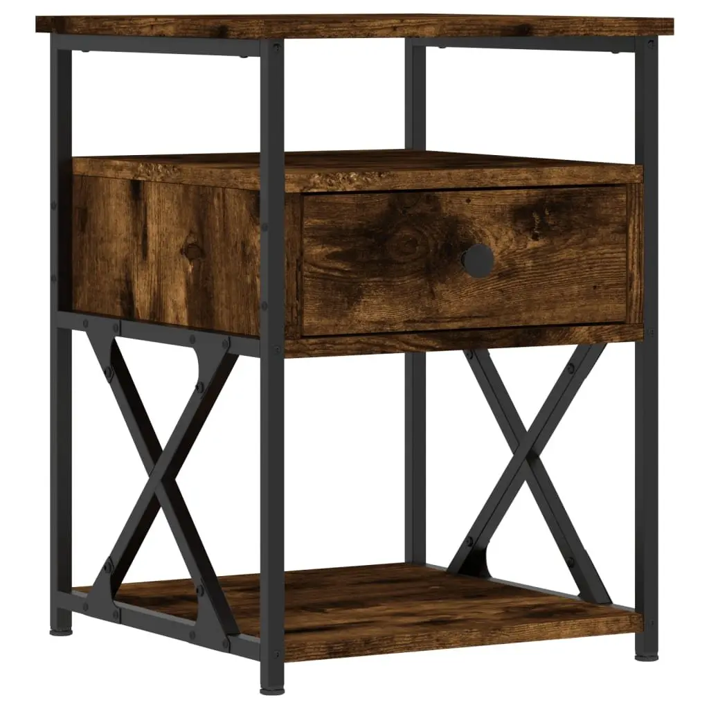 Bedside Cabinets 2 pcs Brown Engineered Wood Storage Side Tables Bedroom