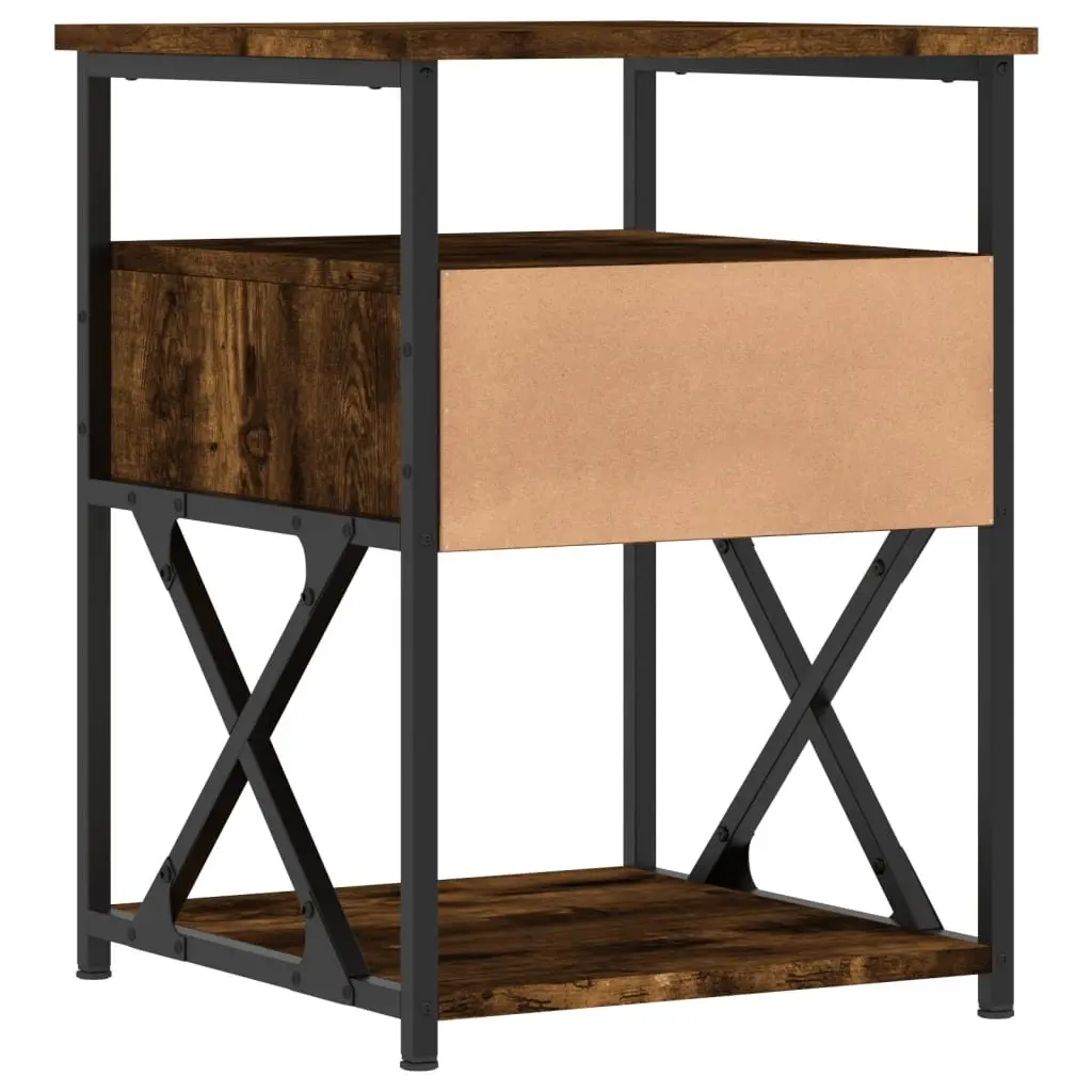 Bedside Cabinets 2 pcs Brown Engineered Wood Storage Side Tables Bedroom