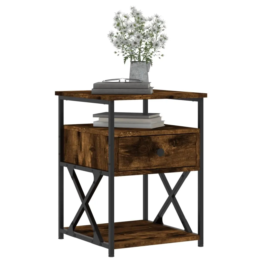 Bedside Cabinets 2 pcs Brown Engineered Wood Storage Side Tables Bedroom