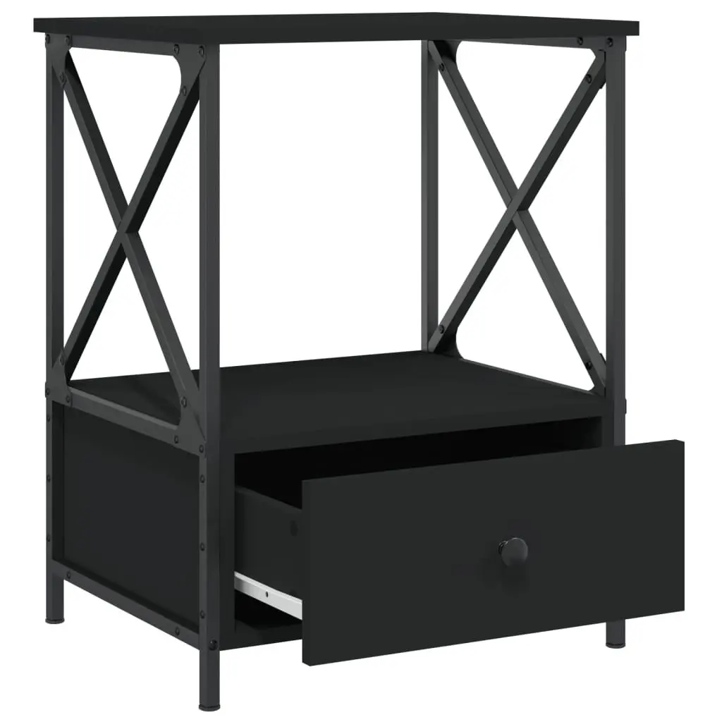 Bedside Tables 2 pcs Black 50x41x65 cm Industrial Style Nightstand Storage