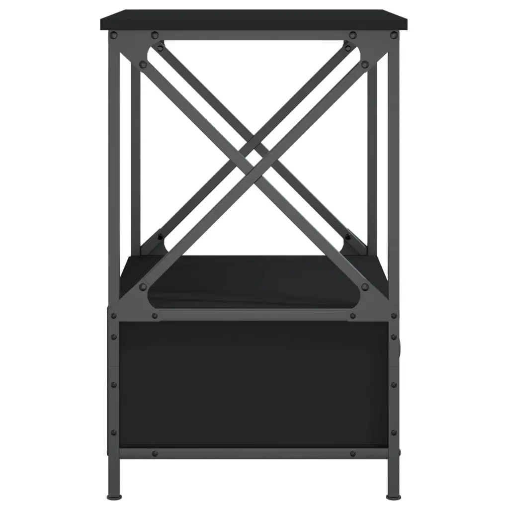 Bedside Tables 2 pcs Black 50x41x65 cm Industrial Style Nightstand Storage
