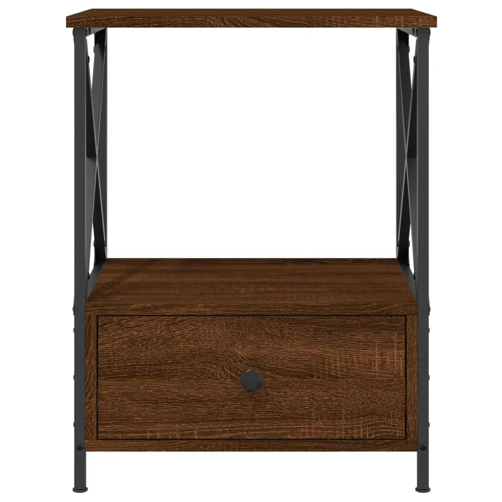 Bedside Tables Set of 2 Industrial Style Brown Nightstands for Bedroom Storage 50W x 41D x 65H cm