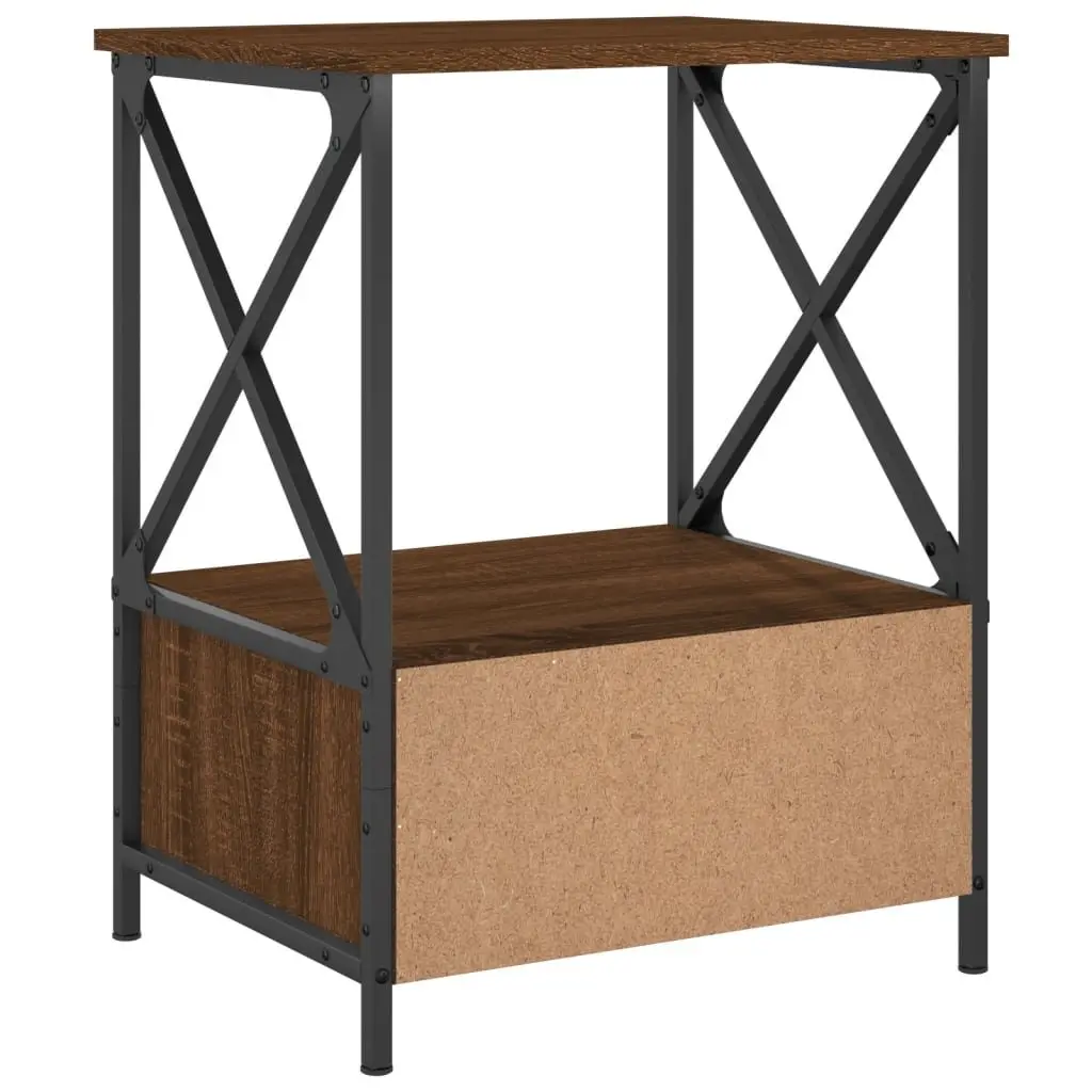 Bedside Tables Set of 2 Industrial Style Brown Nightstands for Bedroom Storage 50W x 41D x 65H cm