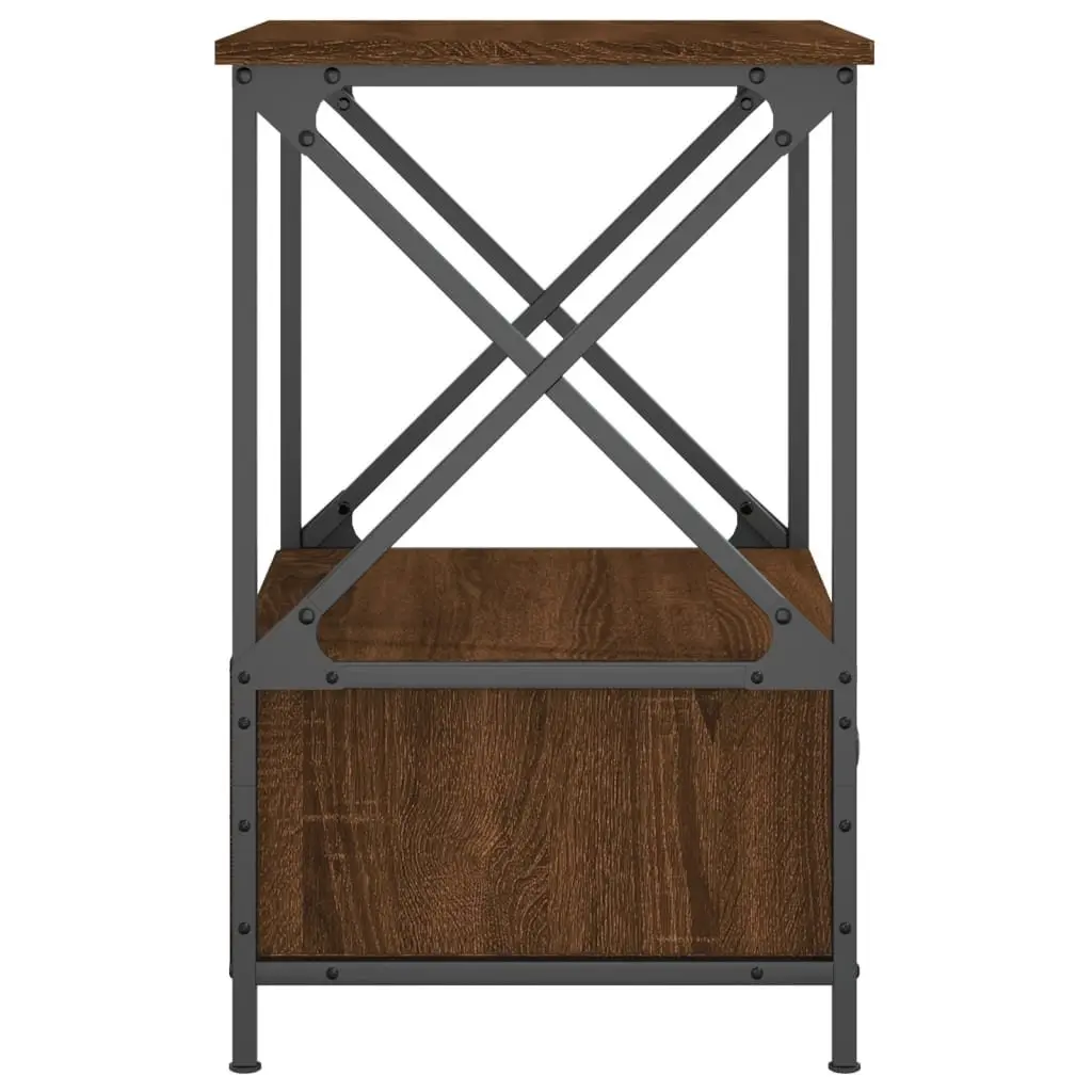 Bedside Tables Set of 2 Industrial Style Brown Nightstands for Bedroom Storage 50W x 41D x 65H cm