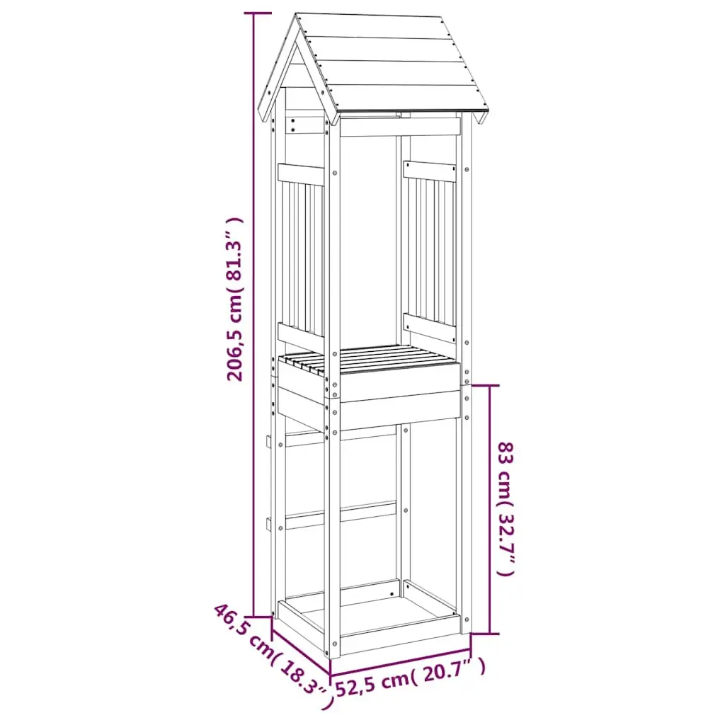 Wooden Play Tower 206.5cm Outdoor Playhouse Swing Set Climbing Frame Garden Kids