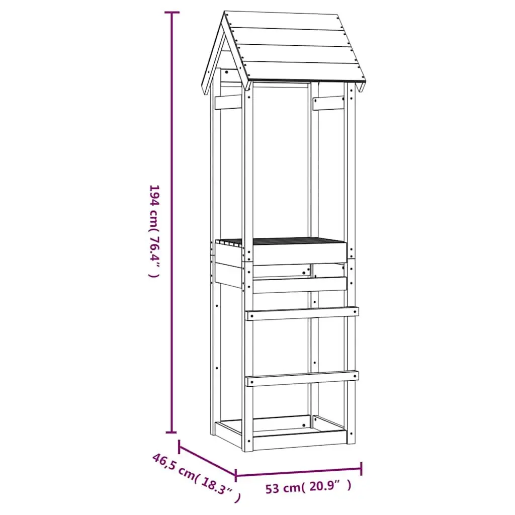 Wooden Play Tower 53x46.5x194cm Outdoor Playhouse Douglas Wood Garden Equipment